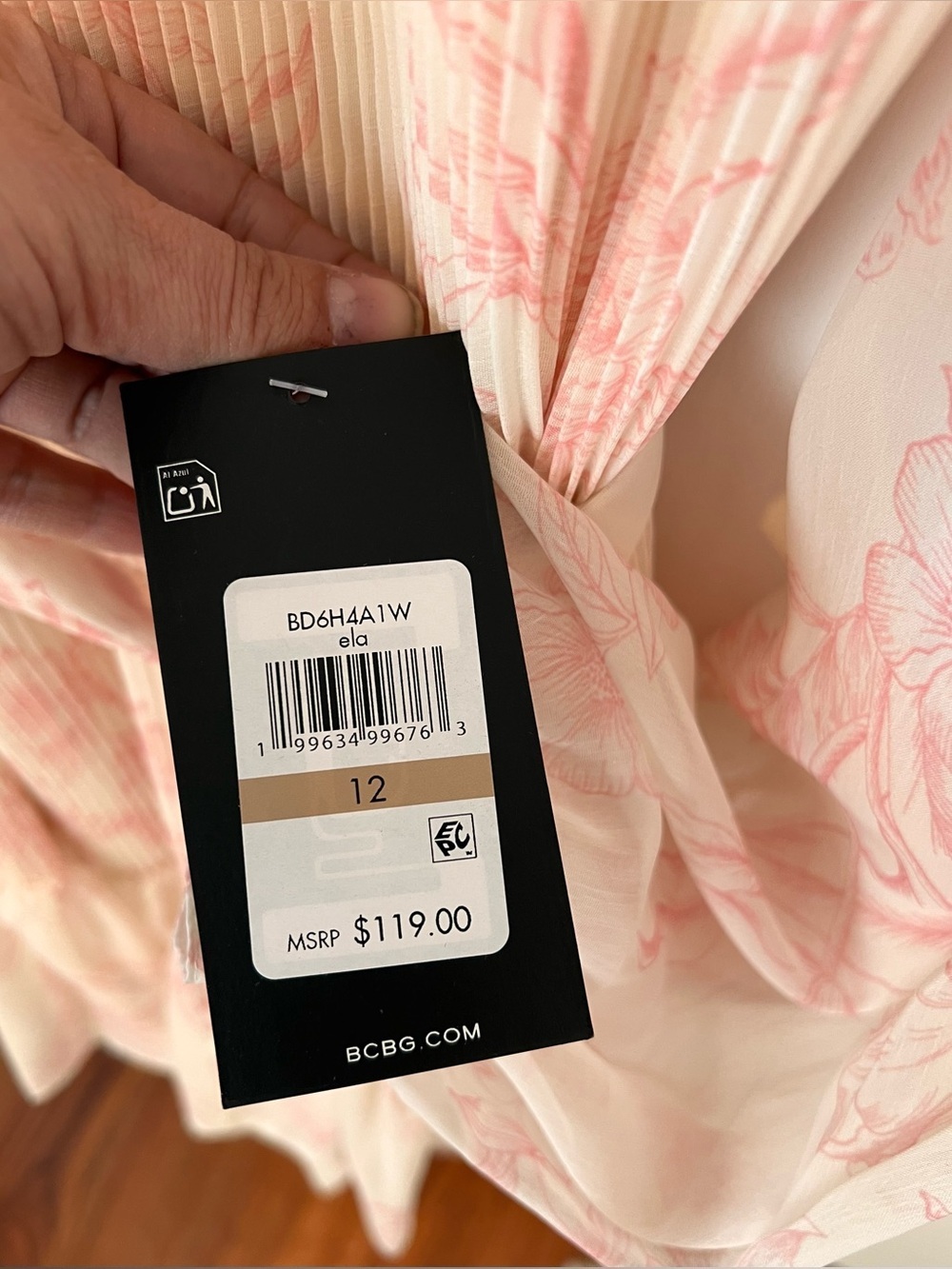 NWT BCBG coquette Floral Chiffon Mini Pleated Long Sleeve Tie Waist Romantic - Picture 4 of 14